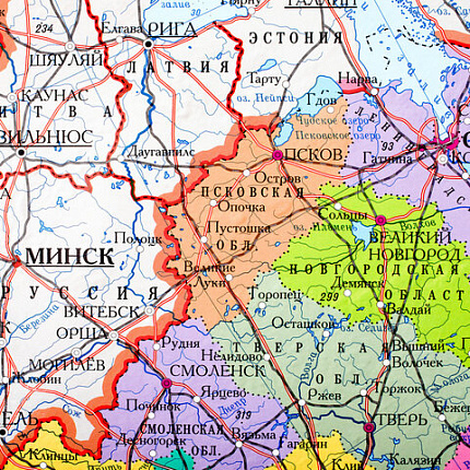 Карта России политико-административная 157х107см, 1:5,5М, в тубусе, интерактивная, BRAUBERG, 112400