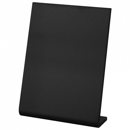 Табличка меловая настольная А4 (21x29,7 см), L-образная, вертикальная, ПВХ, ЧЕРНАЯ, BRAUBERG