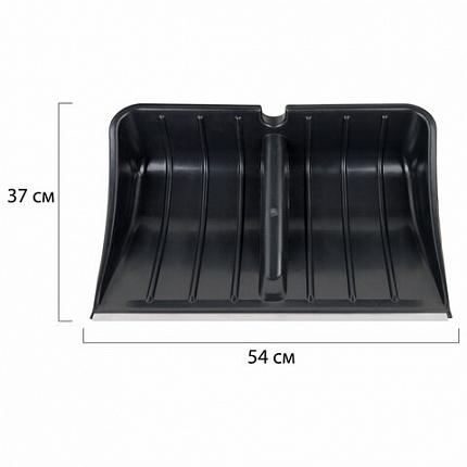 Лопата снеговая 54х37 см БЕЗ ЧЕРЕНКА "БОГАТЫРЬ" СУПЕРПРОЧНАЯ, БОЛЬШАЯ, алюминиевая планка, ГРАНДМАСТЕР, 700337