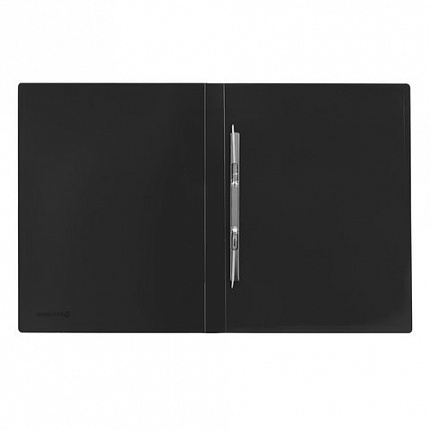 Папка с металлическим скоросшивателем BRAUBERG стандарт, черная, до 100 листов, 0,6 мм, 221634