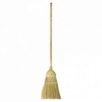 Веник-метла сорго LAIMA 2, натуральный, прошивной, с деревянным черенком 95 см, большой, 450х330 мм, 602463