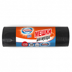 Мешки для мусора 120л черные в рулоне 10 штук особо прочные, ПВД 50 мкм, 70x110см, серия ULTRA, BOOMHOUSE, 702666