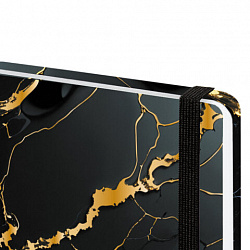 Ежедневник датированный 2026 с резинкой 145х203 мм, А5, BRAUBERG, твердый, фольга, "Черный мрамор", 117338