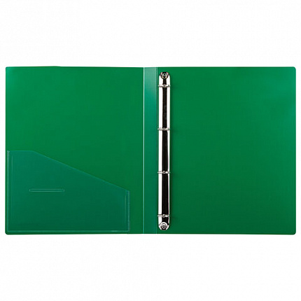 Папка на 4 кольцах, ширина 25 мм, BRAUBERG EXTRA, до 170 листов, ЗЕЛЕНАЯ, 0,7 мм, 270546