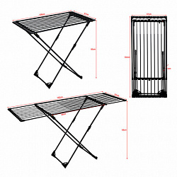 Сушилка напольная для белья раскладная, 3 зоны сушки, 20 метров, LAIMA HOME DUO SLIDING BLACK, 700469