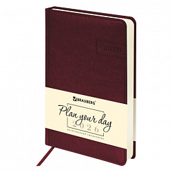 Ежедневник датированный 2026 А5 138x213 мм, BRAUBERG "Imperial", под кожу, бордо, 117060