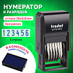 Нумератор 6 разрядов, оттиск 15х3,8 мм, синий, TRODAT 4836 P4, корпус черный, подушка, 53199/86681