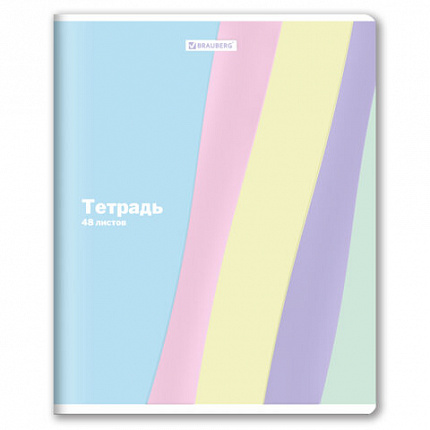 Тетрадь А5 48 л. BRAUBERG скоба, клетка, выборочный лак, "PASTEL", 405189