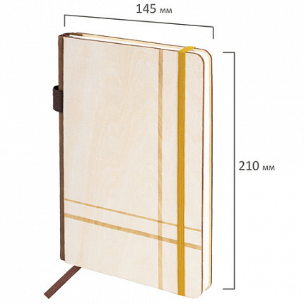 Ежедневник недатированный А5 145х210мм BRAUBERG "Natural", резинка, держатель 160л, деревянный, 117136
