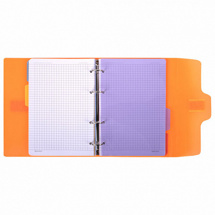 Тетрадь на кольцах А5 175х220мм, 120л, пластик, на липучке, с разделителями, BRAUBERG, Розовый, 404636