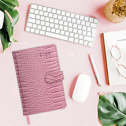 Еженедельник датированный 2026 А5 145х215 мм, BRAUBERG "Party", под кожу, коралловый, 117178