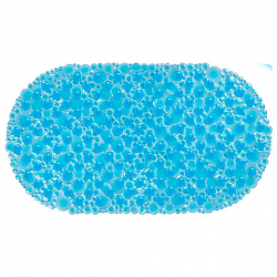 Коврик для ванны противоскользящий 68х37 см, "Пузыри", овальный, прозрачно-голубой, ПВХ, PRIMILA (ПРИМИЛА), 700381