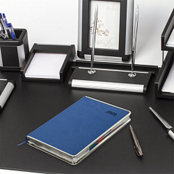 Ежедневник датированный 2026 А5 148х218 мм, GALANT "Infinity Silver", под кожу, синий, 117496