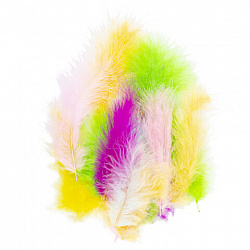 Перья декоративные страусиные, 10-12 см, 24 шт., 6 цветов, пастель, ассорти, ОСТРОВ СОКРОВИЩ, 661379