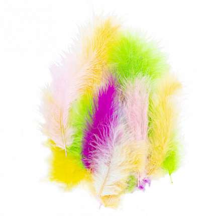 Перья декоративные страусиные, 10-12 см, 24 шт., 6 цветов, пастель, ассорти, ОСТРОВ СОКРОВИЩ, 661379