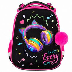 Ранец BRAUBERG PREMIUM, 2 отделения, с брелоком, "Headphones", велюровая нашивка, 38х29х16 см, 273100