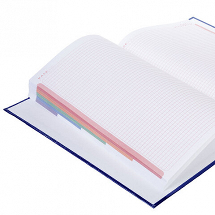 Блокнот А5 167х216 мм, 80 л., твёрдый, бумвинил "METALLIC", клетка, блок 5 цв., HATBER, синий, 084780, 80ББ5В1