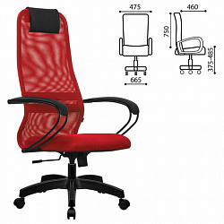 Кресло офисное МЕТТА "SU-B-8" пластик, ткань-сетка, сиденье мягкое, красное
