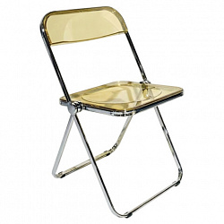 Стул складной прозрачный янтарный BRABIX "Glam CF-020", хромированный каркас, пластик, 533246