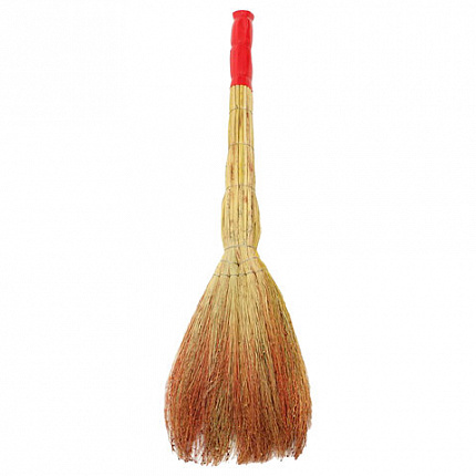 Веник сорго 6-ти ЛУЧЕВОЙ, утяжка проволокой, ЛЮБАША ЛЮКС, ручка в пленке, длина 85 см, 609580
