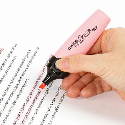 Текстовыделитель BRAUBERG "DELTA PASTEL", ПАСТЕЛЬНЫЙ РОЗОВЫЙ, линия 1-5 мм, 151731