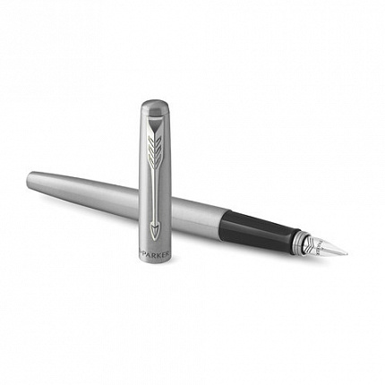 Ручка перьевая PARKER "Jotter Stainless Steel CT", корпус серебристый, детали хром, синяя, 2030946