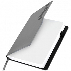 Ежедневник датированный 2026, А5, 150x213 мм, BRAUBERG "Up", под кожу, софт-тач, держатель для ручки, серый, 117119