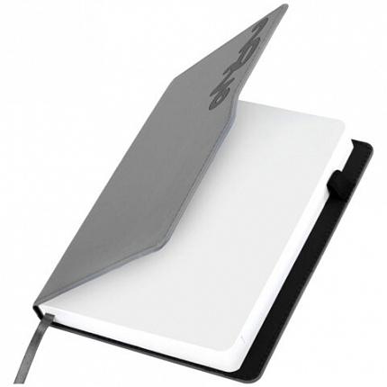 Ежедневник датированный 2026, А5, 150x213 мм, BRAUBERG "Up", под кожу, софт-тач, держатель для ручки, серый, 117119