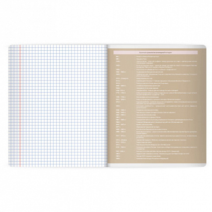 Тетрадь предметная MonoPastel 48л, пластиковая обложка, ИСТОРИЯ, клетка, подсказ, BRAUBERG, 405508
