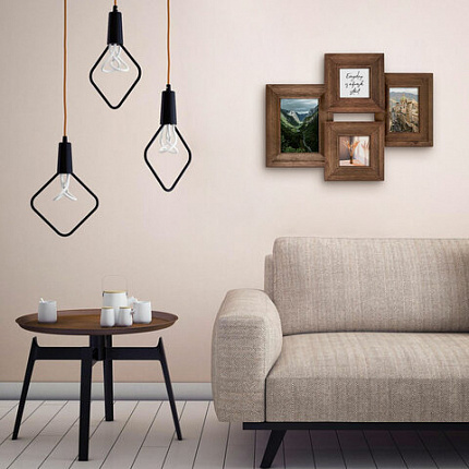 Рамка из мангового дерева BRAUBERG LOFT QUAD, фото разного размера, акриловый экран, 52х39 см, 391283