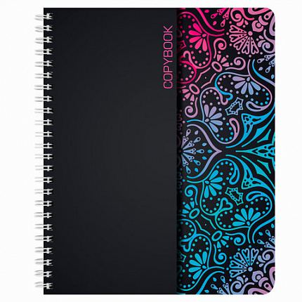 Тетрадь А5, 48 л., BRAUBERG, гребень, клетка, обложка картон, АБСТРАКЦИЯ, 403053