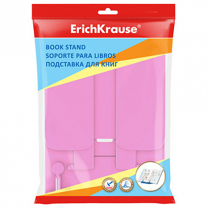Подставка для книг и учебников ERICH KRAUSE "Pastel", пластиковая, розовая, 53532