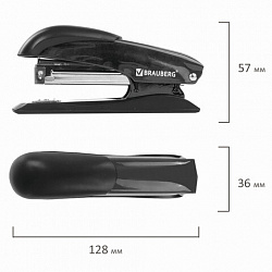 Степлер №24/6, 26/6 металлический BRAUBERG "Office-Expert", до 25 листов, черный, 228593