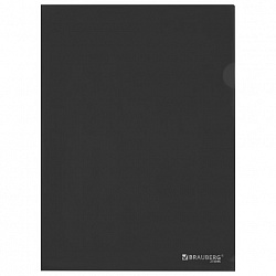 Папка-уголок прозрачная А4 BRAUBERG UNIVERSAL, черная, 0,10 мм, со штрихкодом, 273046