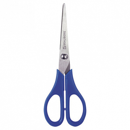 Ножницы BRAUBERG для левши "Left hand", 170 мм, синие, 2-х сторонняя заточка, 236785