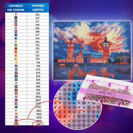 Картина стразами (алмазная мозаика) 40х50 см, ОСТРОВ СОКРОВИЩ "Небо Лондона", на подрамнике, 662592