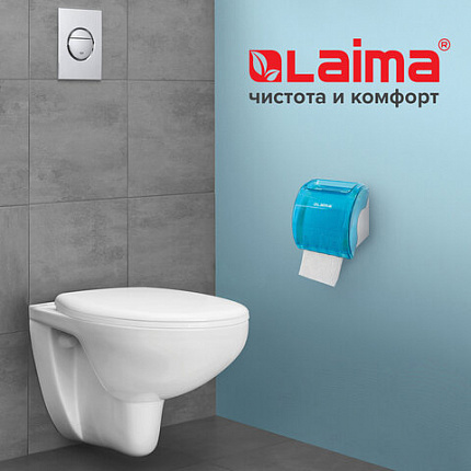 Диспенсер для бытовой туалетной бумаги LAIMA, тонированный голубой, 605043