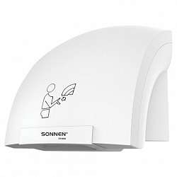 Сушилка для рук SONNEN HSD-A905, 1200 Вт, 30 м/с, IPX1, пластик, белая, 701868