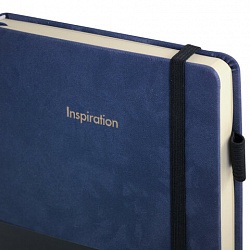 Ежедневник недатированный А5 138x213 мм, BRAUBERG "Velvet", резинка, держатель, 160 л., синий, 116243