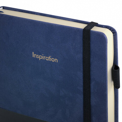 Ежедневник недатированный А5 138x213 мм, BRAUBERG "Velvet", резинка, держатель, 160 л., синий, 116243