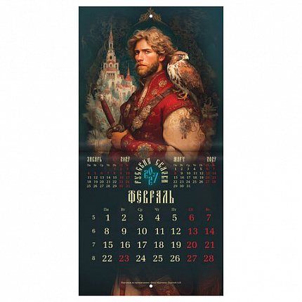 Календарь настенный перекидной 2027 г., BRAUBERG, 12 листов, 21,4х21,4 см, МИНИ, "Сказки", 118435