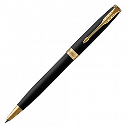 Ручка шариковая PARKER "Sonnet Core Matt Black GT", черный матовый лак, позолота, черная, 1931519