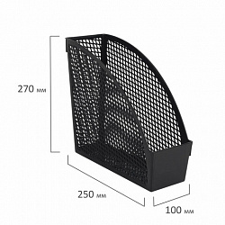 Лоток вертикальный для бумаг STAFF "Profit", 270х100х250 мм, сетчатый, полипропилен, черный, 237253