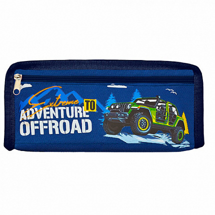Пенал ЮНЛАНДИЯ ЮНИОР, 2 отделения, полиэстер, "Offroad", 21х8х6 см, 273813
