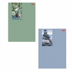 Тетрадь А4 80 л,. HATBER, гребень, клетка, матовая ламинация, цветной срез, "Прикосновение к природе" (микс), 086364, 80Т4лВ1гр