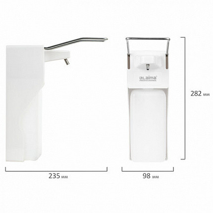 Дозатор локтевой для жидкого мыла и геля-антисептика, с еврофлаконом 1 л, LAIMA, ABS-пластик, 607325, X-2265