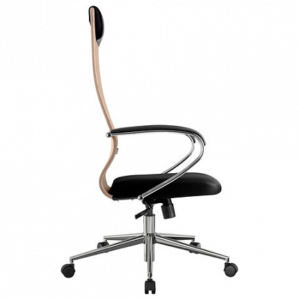 Кресло офисное BRABIX PREMIUM "Ultimate EX-800" хром, плотная двойная сетка Х2, черное/бежевое, 532913