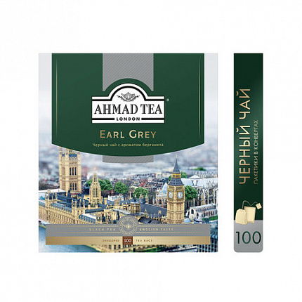Чай AHMAD "Earl Grey" черный с ароматом бергамота,100 пакетиков в конвертах по 2 г, 595i-08