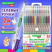 Ручки гелевые BRAUBERG KIDS "CUTE ANIMALS", НАБОР 24 ЦВЕТА, корпус с печатью, узел 1 мм, линия письма 0,7 мм, 144447