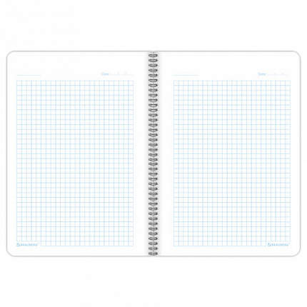 Тетрадь А5 80л. BRAUBERG Metropolis, спираль пластиковая, клетка, обложка пластик, СИНИЙ, 404744